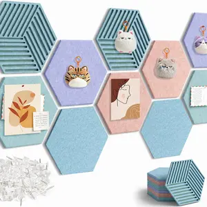 Board Alternative for Walls Decor-10-Pack Felt Bulletin Board Tiles,with 30 Pushpins,50 Adhesive Tabs for Office& Home Pin Board Felt Board-Coastal Haze outdoorfun