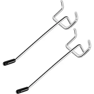 Pegboard Hooks, 25 Pack 4 inch Peg Board Hooks for Hanging, Fit 1/8" Metal Pegboards, Peg Board Hooks for Garage, Shop, Office, Crafts Organisation, Kitchen (Silver)