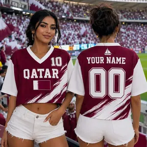 Custom Qatar Soccer Jersey Shirt, Personalized Name Number Qatar Soccer Team Jersey, Qatar Flag Football Jersey