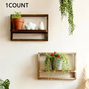 Wooden Wall Mounted Shelf, 1 Count Rustic Wall Hanging Shelf, Single Shelf, Decorative Wall Mounted Storage Display Shelf for Plants, Small Items, Home Decor