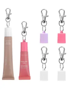4 Counts, Portable Daily Lip Balm Keychain, Lazy Portable Lip Glaze Silicone Replacement Buckle Cap Charms, Fashion Lightweight Accessories for Women & Girls