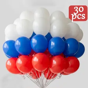 30-Pack Blue White Red Balloon Set | Latex Balloons, Party Balloons Decorations | for Independence Day Decor, Birthday Party, Graduation Decor | Red White Blue | Helium Floatable | Indoor Outdoor Photo Prop