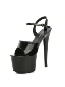 Women Sexy Show Sandals Elegant Open Toe 17 CM High Heels Sexy Platform Color Sandals Girls Shoe For Party Elegant Classy Red Black LFD