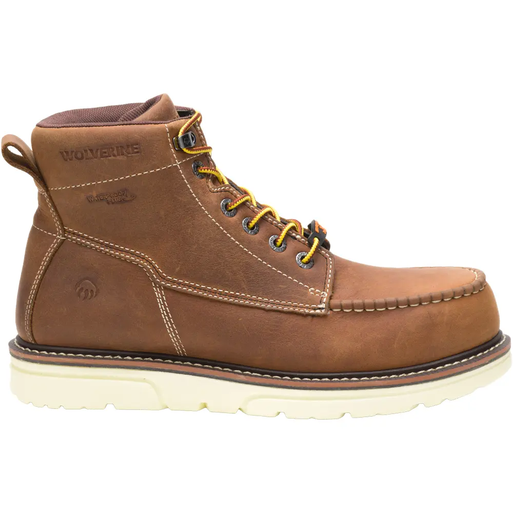 Wolverine Mens I90 Rush 6 Inch Waterproof Soft Toe  Work/Duty - Brown