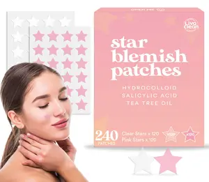 LivaClean 240 CT Star Pimple Patch - w/Salicylic Acid & Tea Tree Oil - Pink & White Acne Patches Star - Pimple Patch Cute - Cute Pimple Patches - Star Pimple Patches for Face - Star Pimple Patches Skincare Blemish
