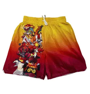 Gradient Color Design New Poke Cartoon Cute Fans Shorts Men'S Basketball Shorts  With Four Pockets Athletic Sweat Walking Summer Shorts