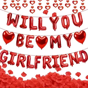 Valentine’s Proposal Balloon Kit 21 Letter Balloons, Hearts, Streamers & Rose Petals Set