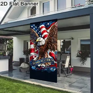 2D flat banner, 1pc Patriotic Bald Eagle American Flag Banner, Allerics Theme Decor with Bold Text, Vivid Color Background for Independence Day Events, Valentines Party Decor, Party Decoration Supplies, Outdoor Banners, Decorative Banner