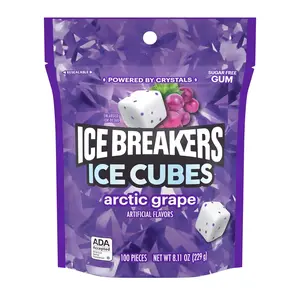 Ice Breakers Ice Cubes Arctic Grape Flavored Sugar Free Chewing Gum, Pouch 8.11 oz, 100 Pieces