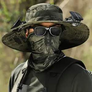 Solar Powered Fan Hat - UPF 50+ Wide Brim Sun Bucket Boonie Hat with Dual-Power Cooling Fan | USB-C & Solar Panel | Breathable Safari Fishing Cap for Hiking, Gardening & Beach | Summer Essentials & Father's Day Gift for Men