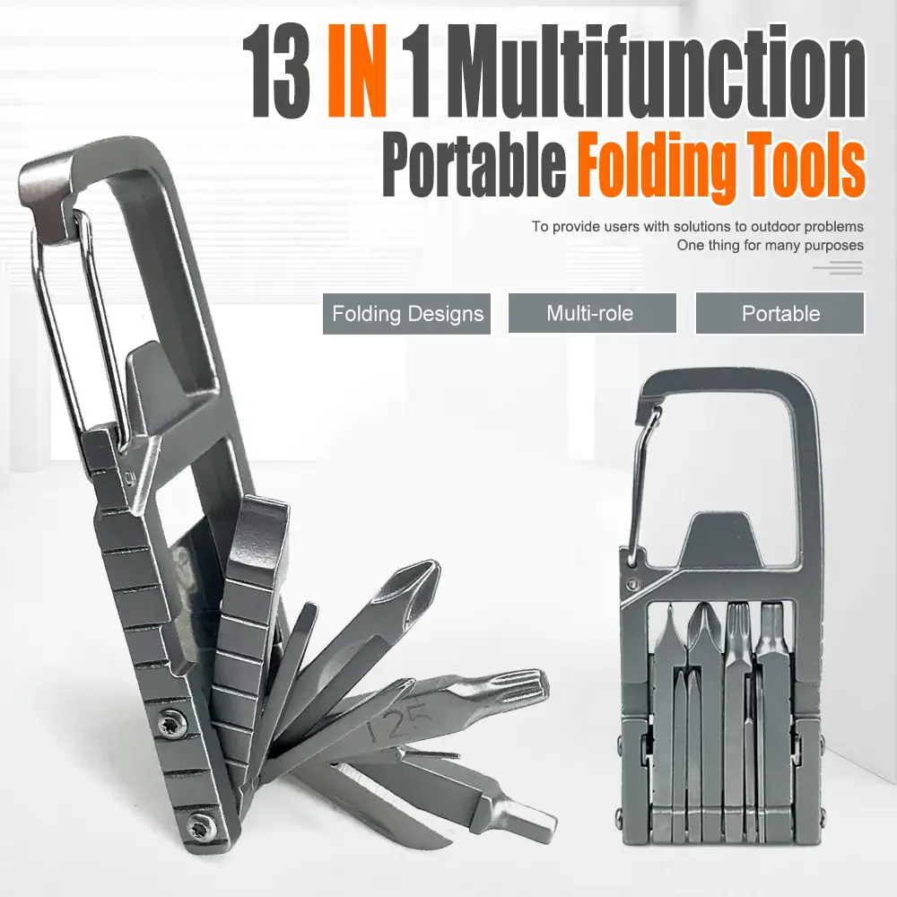 13-in-1 ABS Stainless Steel Folding Combination Tool - Multifunction Keychain with Corkscrew, Screwdriver, Wrench, Knife for Outdoor Use (Phones & Electronics Accessory), Folding Tools, Acrylonitrile Butadiene Styrene (Abs)