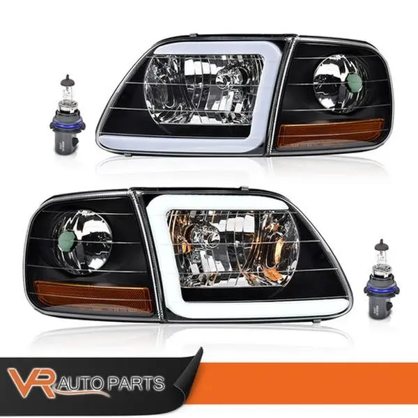 Fit For F150 Expedition 97-04 Clear LED Headlights & Corner Parking Lights Black Led Truck Pickup Offroad Car Lighting