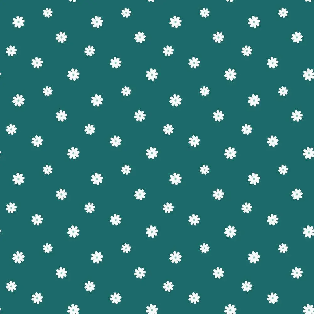 Tiny Daisies on Teal Quilting Cotton Fabric