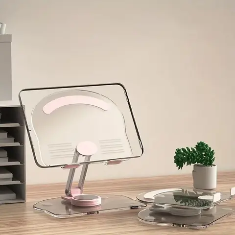Rotatable Desktop Phone Holder, Cell Phone Stand, Adjustable Acrylic Tablet Stand, Portable Transparent Tablet Holder Mount for Home Office Outdoor