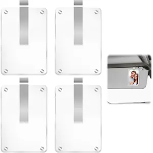 4Pcs Acrylic Magnetic Personalized Photo Holder, Car Accessories Car Photo Holder Car Visor Clip, Personalized Car Picture Frame, Suitable for Adding Family or Personal Photos