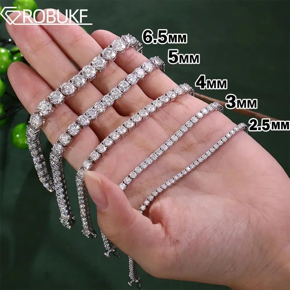 All Moissanite Tennis Bracelet For Women Men 3-6.5mm D Color Diamond 925 Sterling Silver Classic Bracelets with GRA Certificate