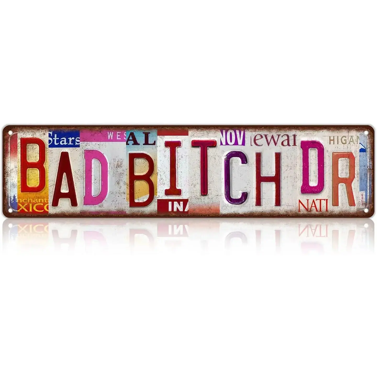 Vintage Bad Bitch Dr Wall Decor Street Signs Metal Tin Signs Gife for Women Wife for Home Living Room Man Cave Bedroom Bar Garage Cafe Pub Office Store Club Gift 4*16 INCH