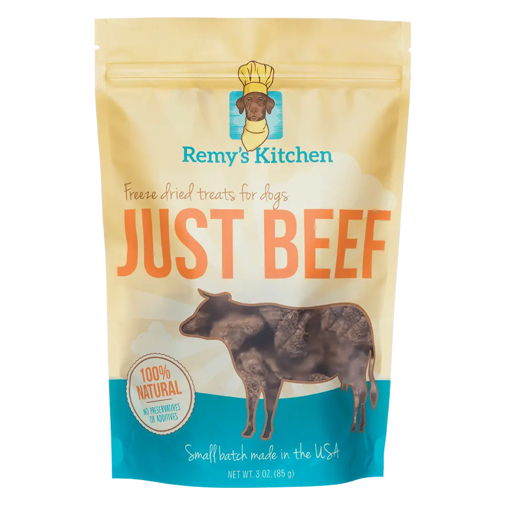 Remys-Kitchen JUST Beef Freeze Dried Single Ingredient Dog and Cat Treats, 3oz doggie snacks freeze dried  pet
