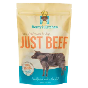 Remys-Kitchen JUST Beef Freeze Dried Single Ingredient Dog and Cat Treats, 3oz doggie snacks freeze dried  pet