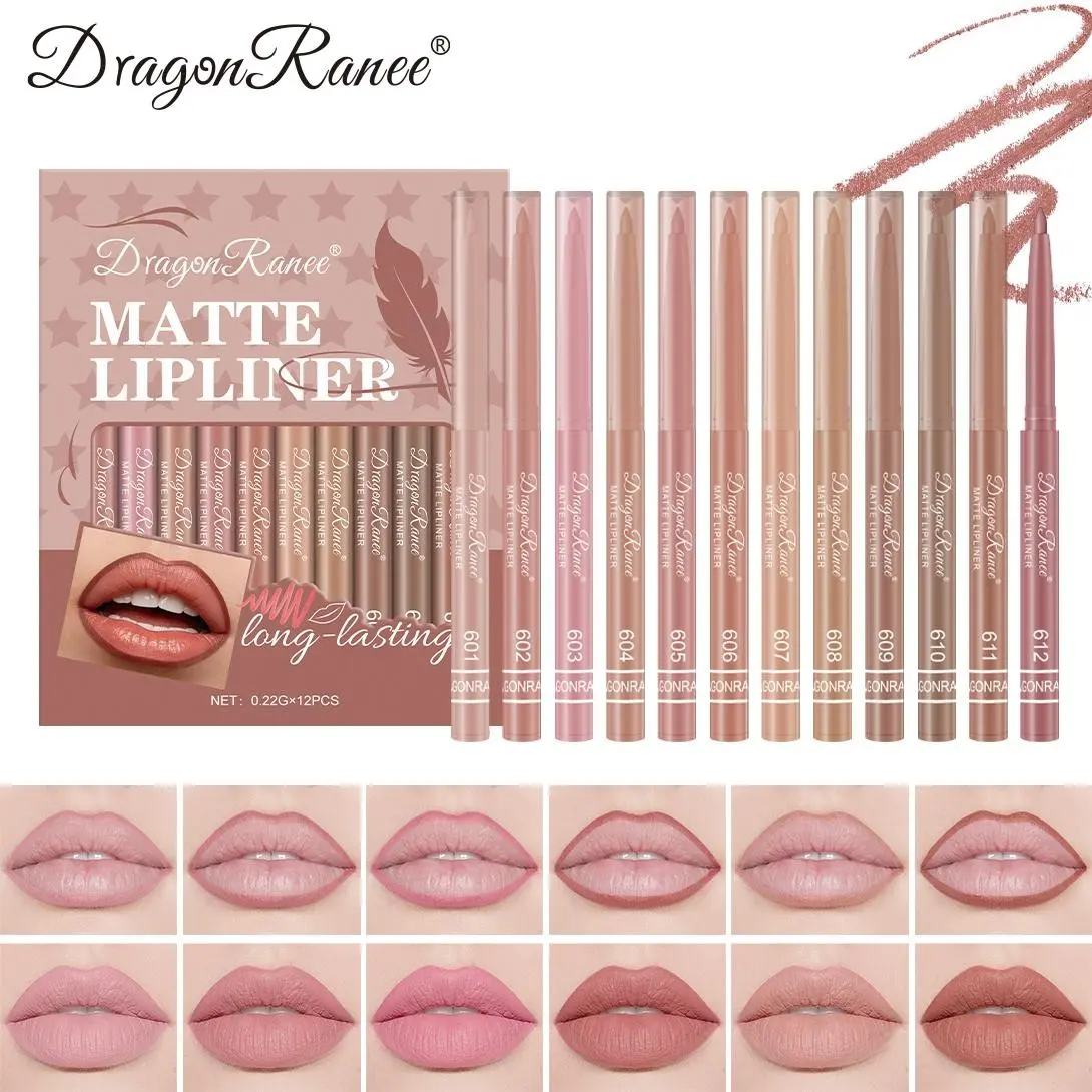 Matte Lip Liner Set, Lip Liner Kit, Lip Liner Pen, Lip Pencil, Long-Lasting Multi-Color Nude Series, Precision Lip Line, Beautify Lips, All-Day Wear, Suitable for Daily Makeup, Makeup Lipliner