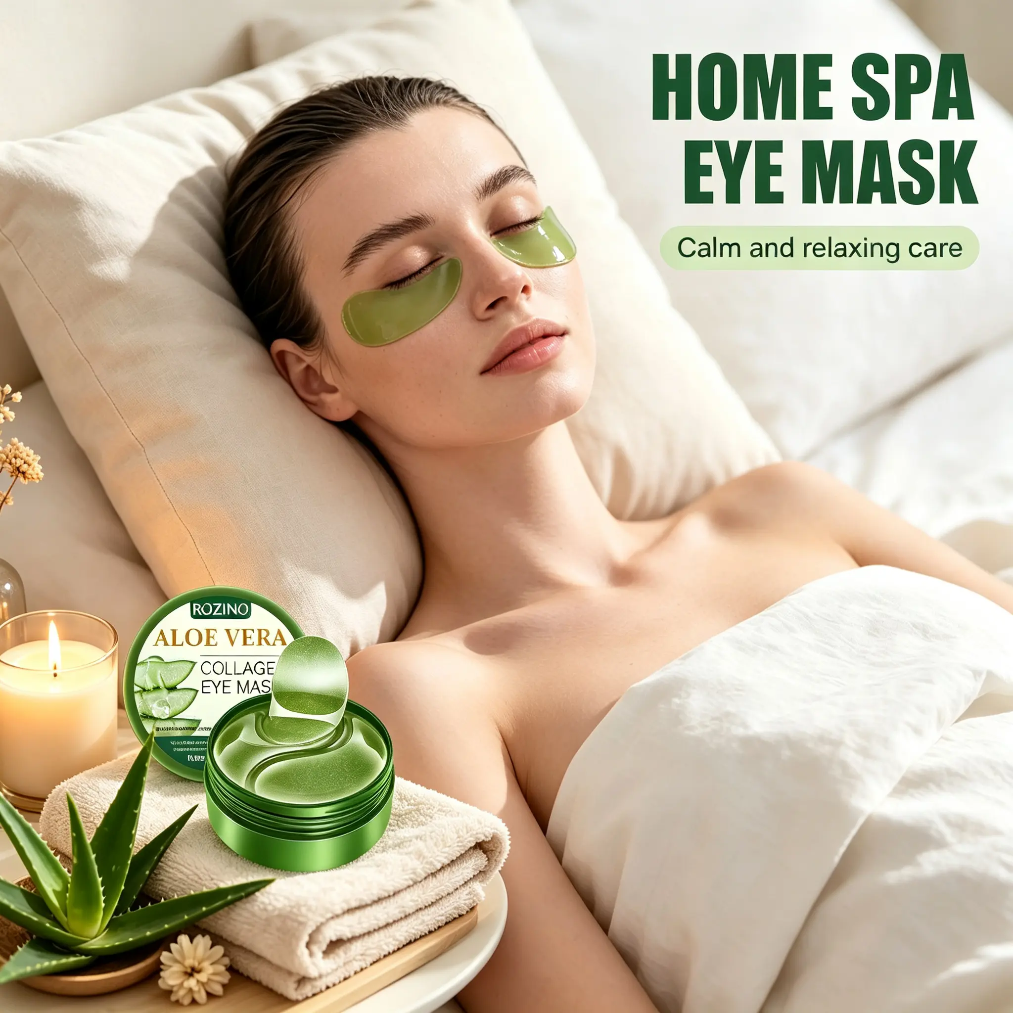 SADOER 60 Pcs Aloe Vera Collagen Facial Mask, Gentle Moisturizing Mask for All Skin Types, Deep Hydrating, Skin Firming, Brightening Dull Skin & Anti-Aging Daily Facial SPA Skincare Treatment night use eye mask firm and brighten tired-looking dark circle