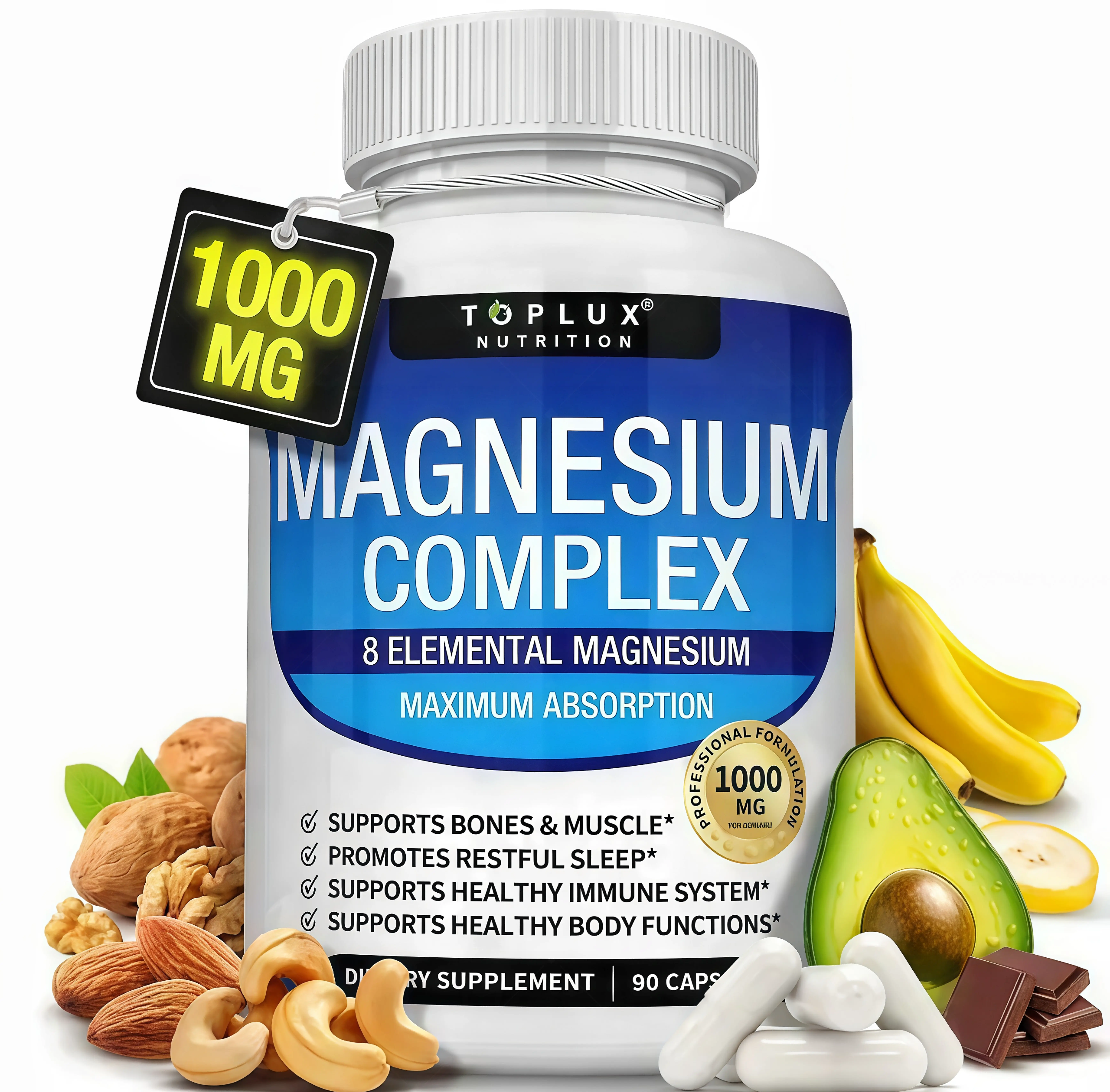 Toplux Magnesium Complex UJ 8 Essential Magnesium Supplement 1000mg Fitness Edible