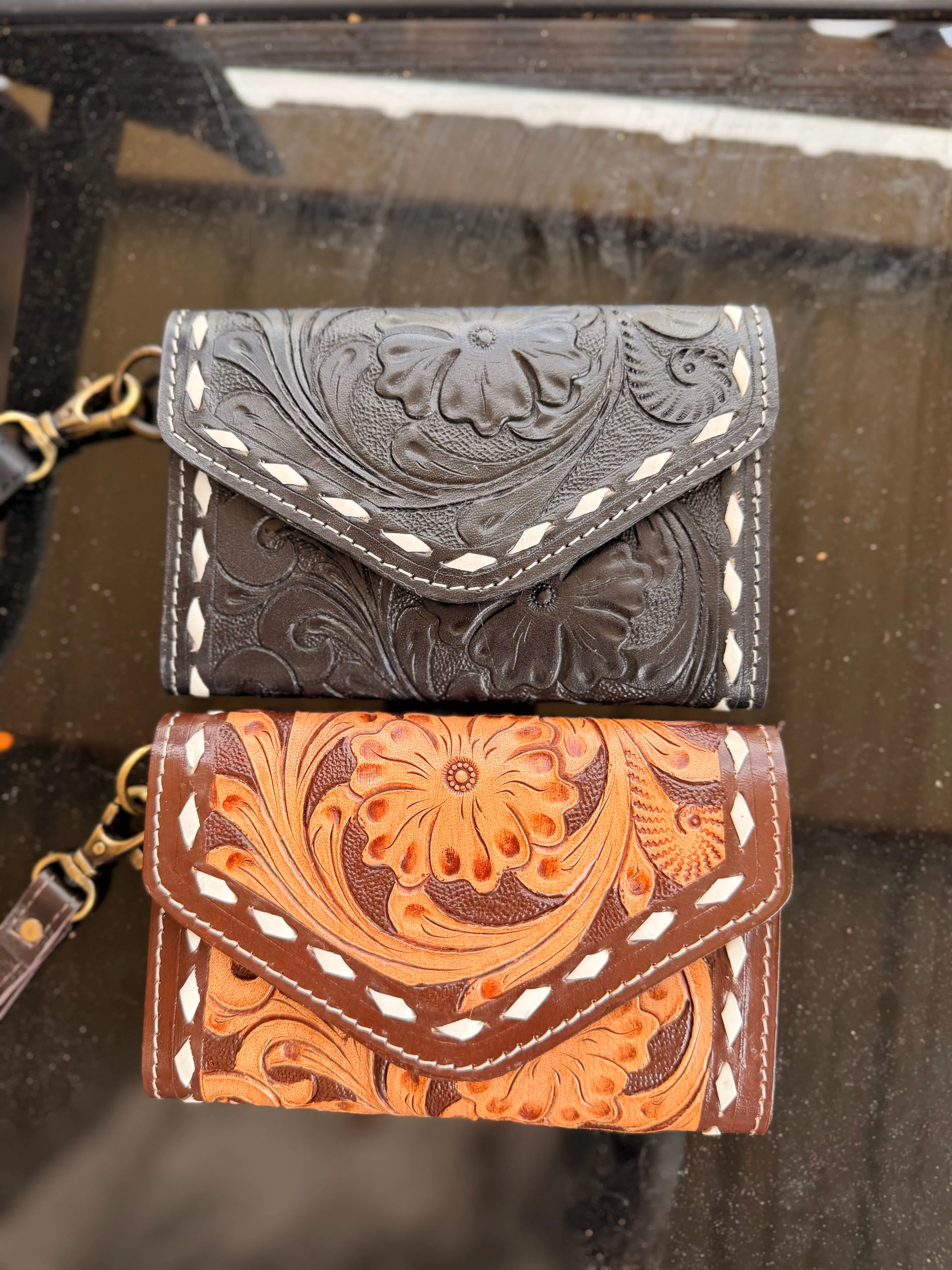 Small Wristlet Tooled Wallets