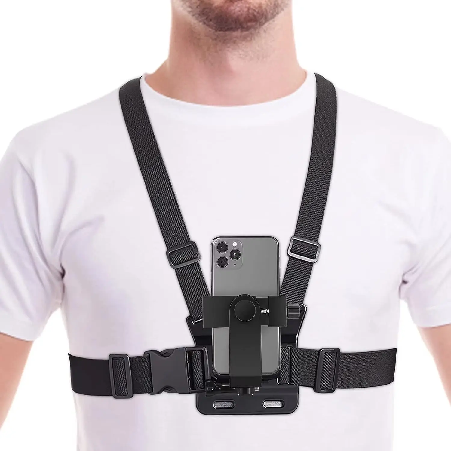 Phone Chest Strap Mount for POV/VLOG Videos, Chest Harness Holder Compatible with iPhone 13 12 11Pro Max Plus,Samsung,GoPro Hero 9, 8, 7, 6,AKASO,Action Camera and Cell Phone Video Shoot Accessories Mobile Adjustable Smartphone Cellphone Stand