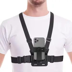 Phone Chest Strap Mount for POV/VLOG Videos, Chest Harness Holder Compatible with iPhone 13 12 11Pro Max Plus,Samsung,GoPro Hero 9, 8, 7, 6,AKASO,Action Camera and Cell Phone Video Shoot Accessories Mobile Adjustable Smartphone Cellphone Stand