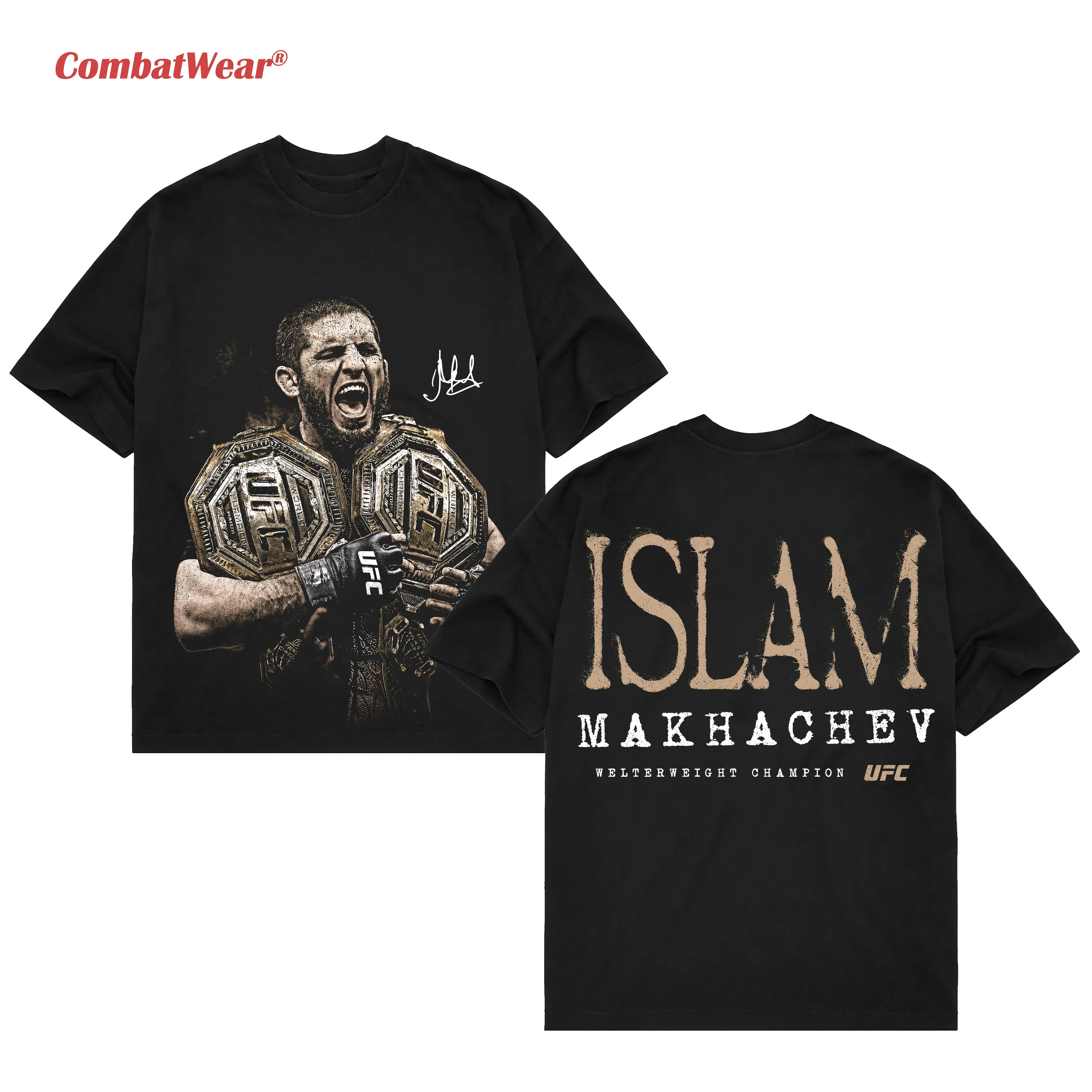 Men's UFC Black Islam Makhachev T-Shirt - UFC MMA Graphic Design, Sports Apparel, Gift for Fighters