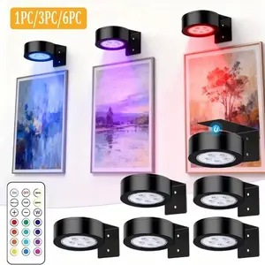 Wireless RGB Color Changing Wall Lamp, Remote Dimming & Timer, 13 Colors & 2 Dynamic Modes, Magnetic Home Decor for Art Frames