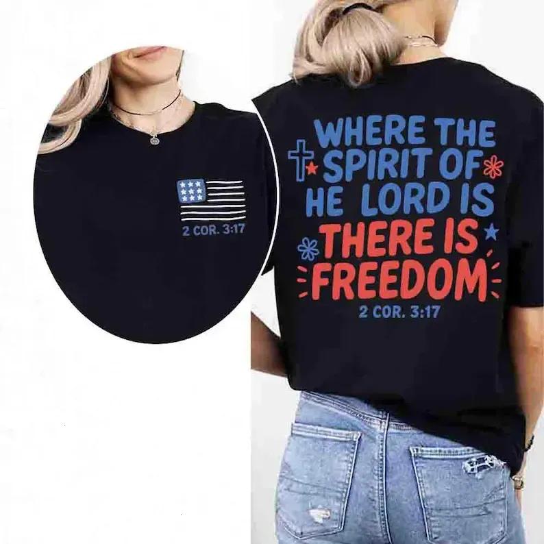 [100% Made in USA – Full Size & Color] Where the Spirit of the Lord Is T-shirt, Christian Freedom Shirt, Religious Quote T-Shirt, Bible Verse Tee, Faith Based, Summer Faith T-shirt