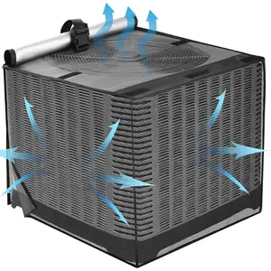 2 in 1 Air Conditioner Covers for Outside, 34'' x 34'' x 30'' Breathable Full Mesh With  Top Air Conditioner Cover for  Seasons, AC Cover Protect from Cotttonwood Fluff, Leaves, Black
