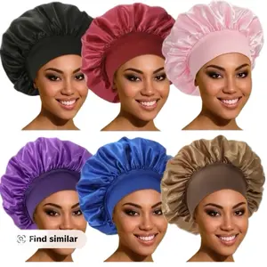 Dream Beauty Soft Satin Sleep Caps in Pink Purple Blue Green Violet and Brown for Gentle Hair Care    Yellow * Cream White * Champagne Beige * Baby Blue * Sky Blue * Turquoise * Emerald Green * Dark Green * Lavender Purple * Navy Blue * Red * pink