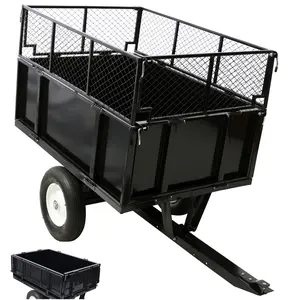 ATV Trailer Steel Dump Cart, 750lbs 22 Cubic Feet Utility Trailer Lawn Garden Trailer with Heavy Duty Tow Behind Carts and Removable Sides