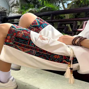 Men'S Shorts Summer American Vintage Patchwork Bermuda Shorts Trendy Brand Loose Plus Size