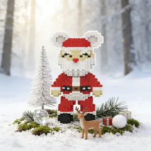 Santa Claus 3D Puzzle Building Blocks Decoration, Bookshelf Home Office Cabinet Decor, Party Living Room TV Stand Display Gift