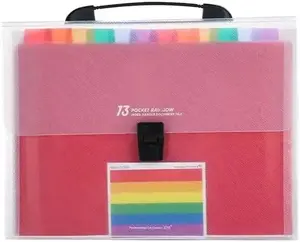 Multichoice 13 Pockets Portable Expandable File Organizer, Multicolor A4 Accordion File Folder, Rainbow File Folder with Colorful Tabs (Plastic)