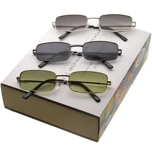 1990's Retro Indie Small Square Metal Sunglasses C719 [Promo Box]