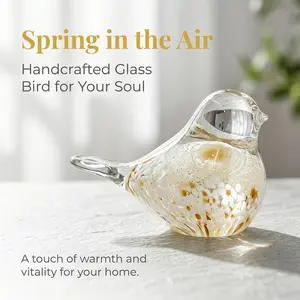 Hand-Blown Glass Bird Sculpture - Non-Natural Crystal Home Decor Accessory for Interior Styling (Jewelry Accessories & Derivatives Category)