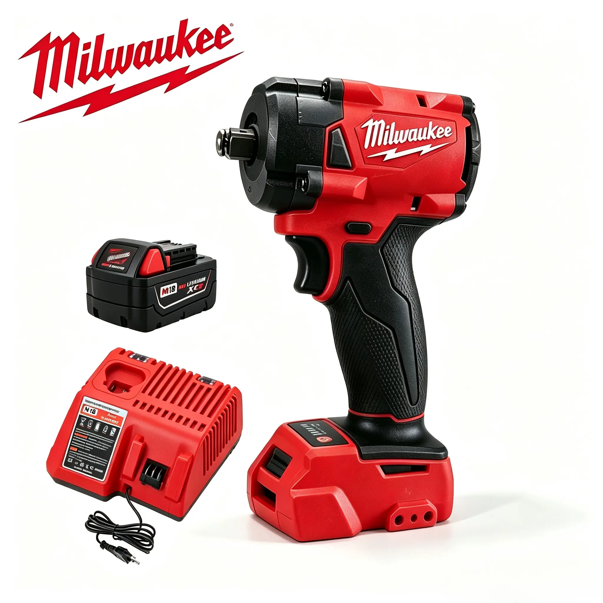 Milwaukee M18 18V 1/2" Square Drive Compact Impact Wrench FIW212, 300N.m Max Torque, 0-2800 RPM & 0-3000 IPM, For Engine Bay Repairs, Suspension Work & General Automotive Maintenance