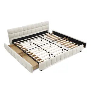 Javan Beige King Upholstered Bed