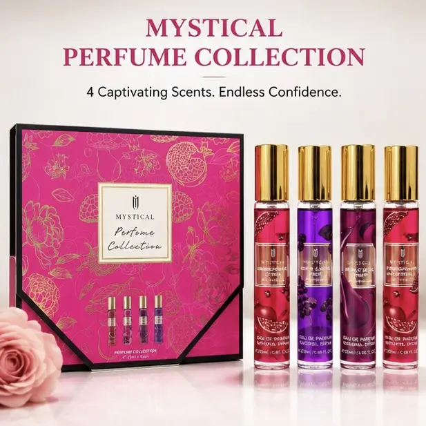 PERFUME Gift Set for Women, 4 Piece Floral Fruity Fragrance Collection, Long Lasting Eau de Parfum Spray, Travel Size Perfume Set for Her, Elegant Gift Idea