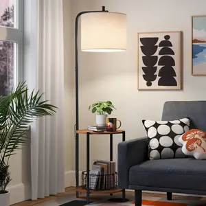 Floor Lamp with Table Natural Wood - Room Essentials