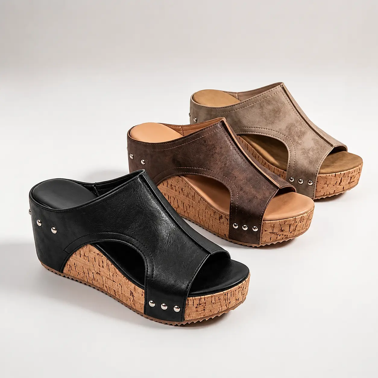 Women's Casual Fashion Sandals, Boho Cork Platform Wedges with an Open Toe Design, Cushioned Non-Slip Sole for Summer Travel, Women's Sandals, Walking Shoes, Breathable Casual Sandals, Sandals For Women