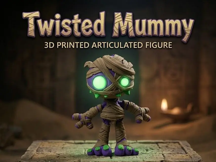 3D Printed Twisted Mummy Figurine | Spooky Collectible Desk Decor & Fidget Companion