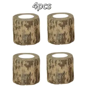 4pcs Camo Wrap Tape – Self-Adhesive Non-Woven Camouflage Bandage, Durable Outdoor Gear Wrap for Hunting, Cycling, Sports Protection – Strong Grip, Reusable, Multi-Purpose Volleyball Tape, Wrist Tape, Athletic Tape