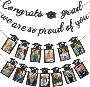 Graduation Decorations 2026: Pre-Strung Congrats Grad Banner, Class of 2026 Party Supplies, We Are so Proud of You & Kindergarten to 12Th Grade Photo Banner | Graduation Decor for High School, College H-Style