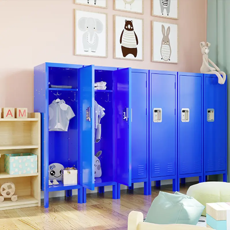 1 Door Tall Single Metal Locker-Retro Style Storage Cabinet--Industrial Furniture--For Living Room Bedroom Storage Room Gym School--Blue