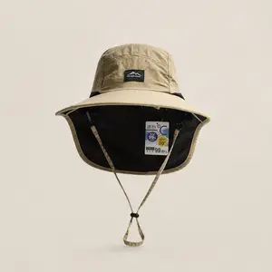 Unisex Summer UV Protection Fisherman Hat with Neck Flap, Parent-Child Style Outdoor Sun Hat for Hiking Camping